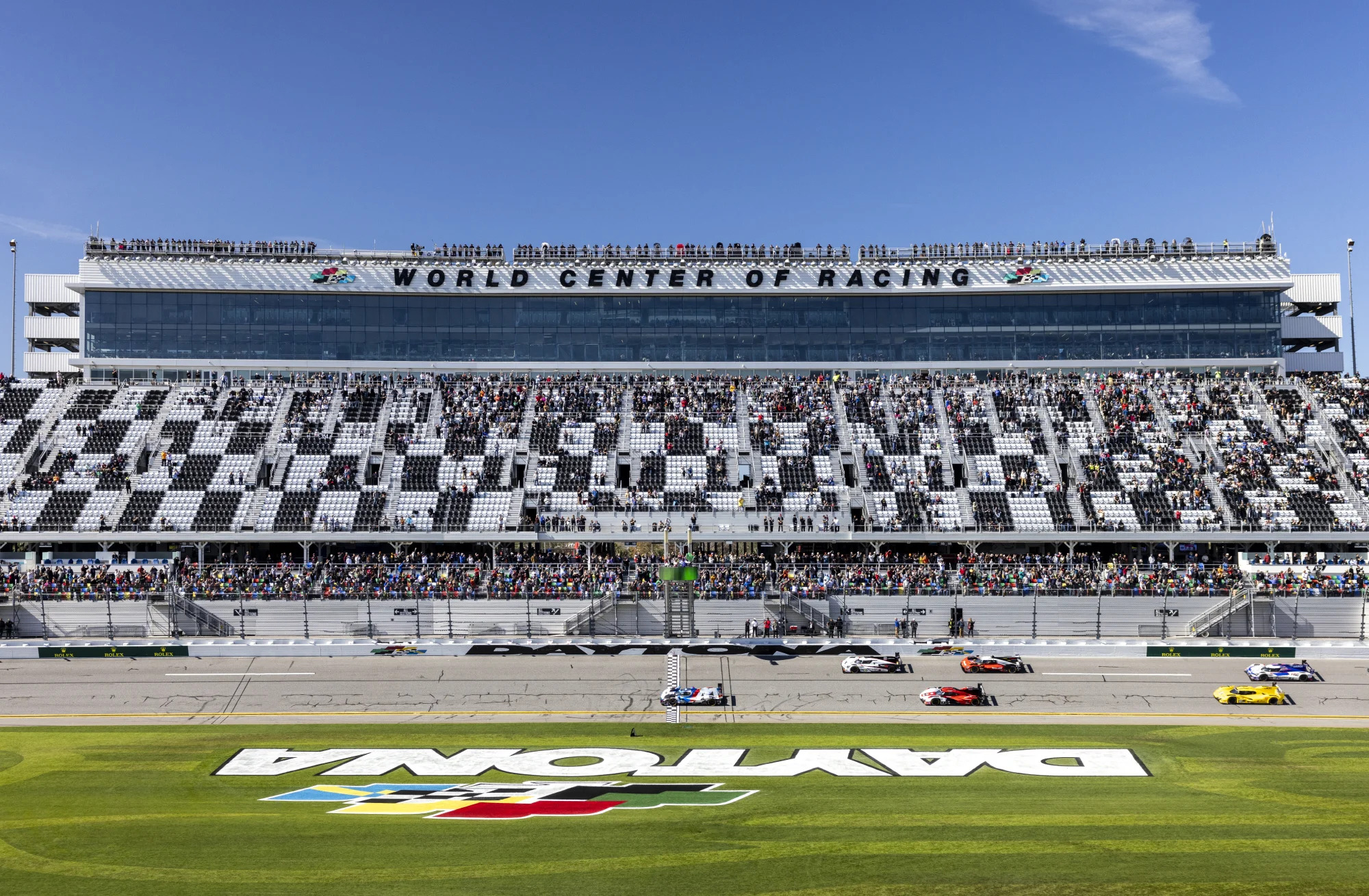 A wide shot of Daytona International Speedway